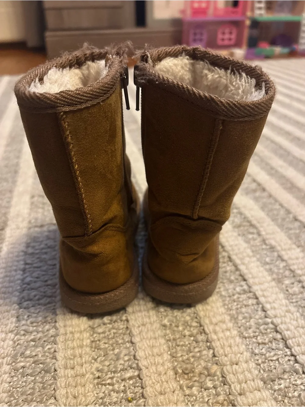 Harper Canyon Brown Kids' Faux-Suede Fleece-Lined Boots